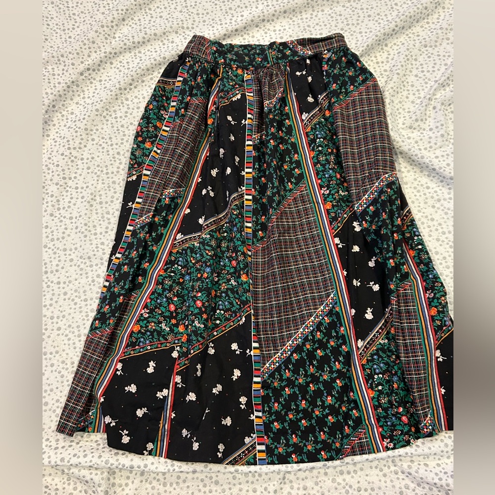 Vintage Floral Patchwork Maxi Skirt